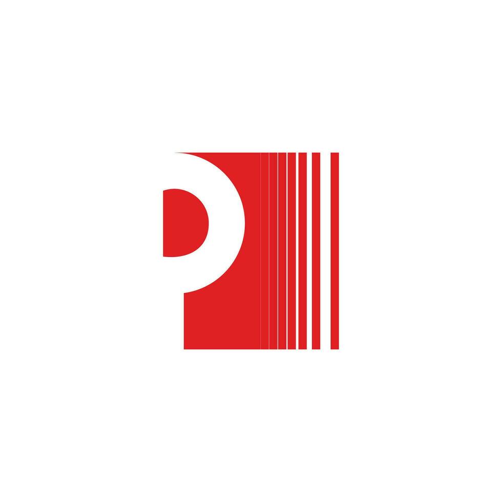 carta p listras quadrados movimento logotipo vetor