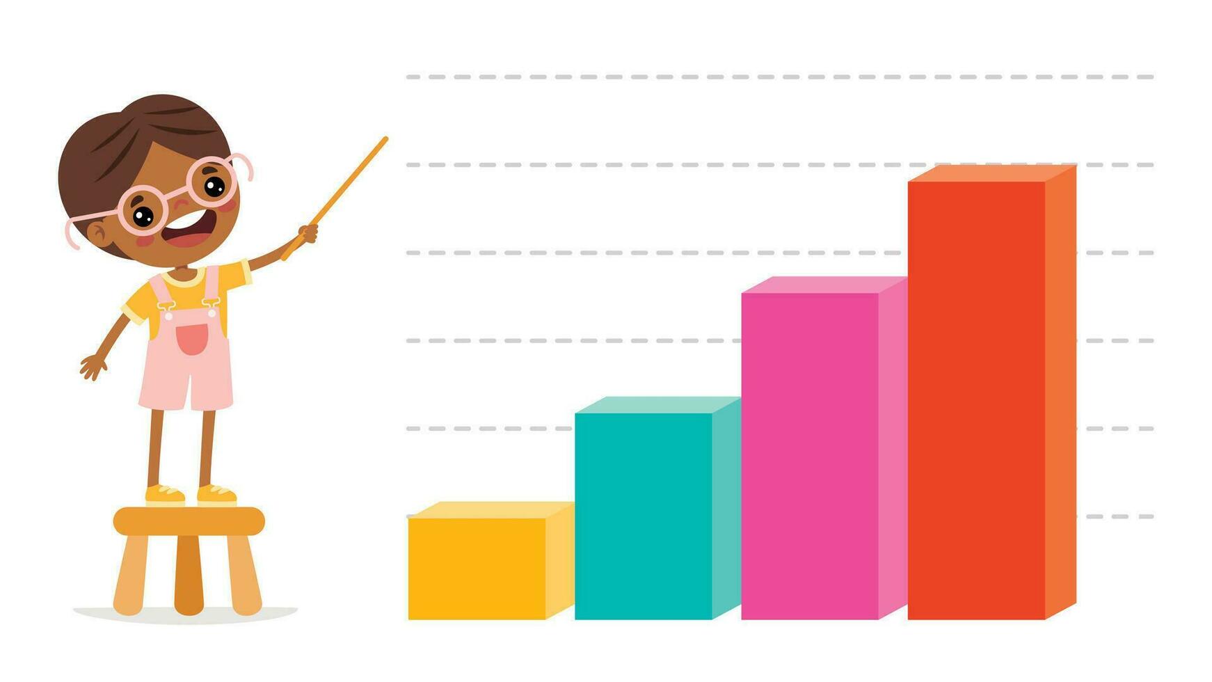 desenho animado criança mostrando Barra gráfico vetor
