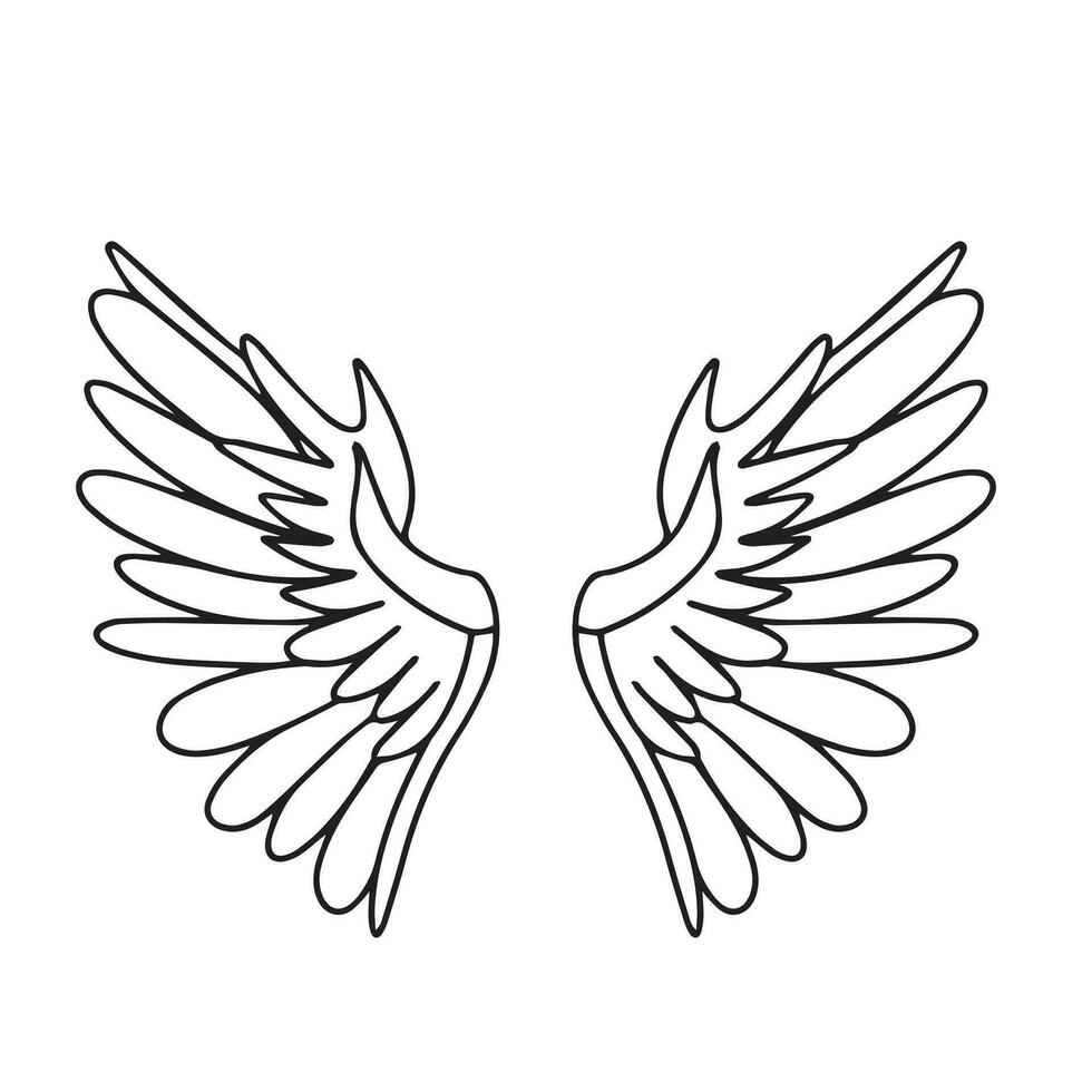 asas dentro rabisco estilo isolado em branco fundo. mão desenhado anjo asas. vetor ilustração.