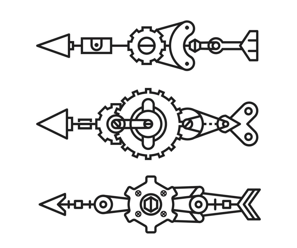 Setas; flechas arma conjunto linha vetor ilustração