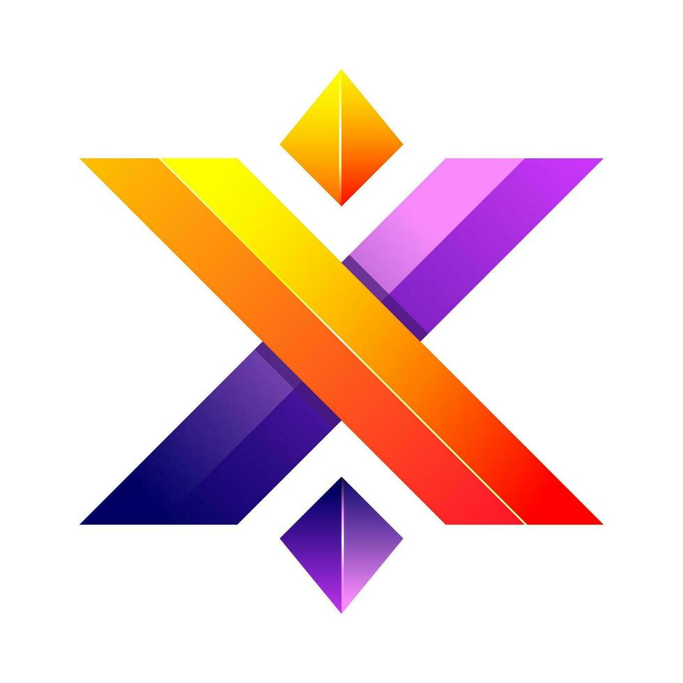 carta x colorida gradiente logotipo Projeto vetor