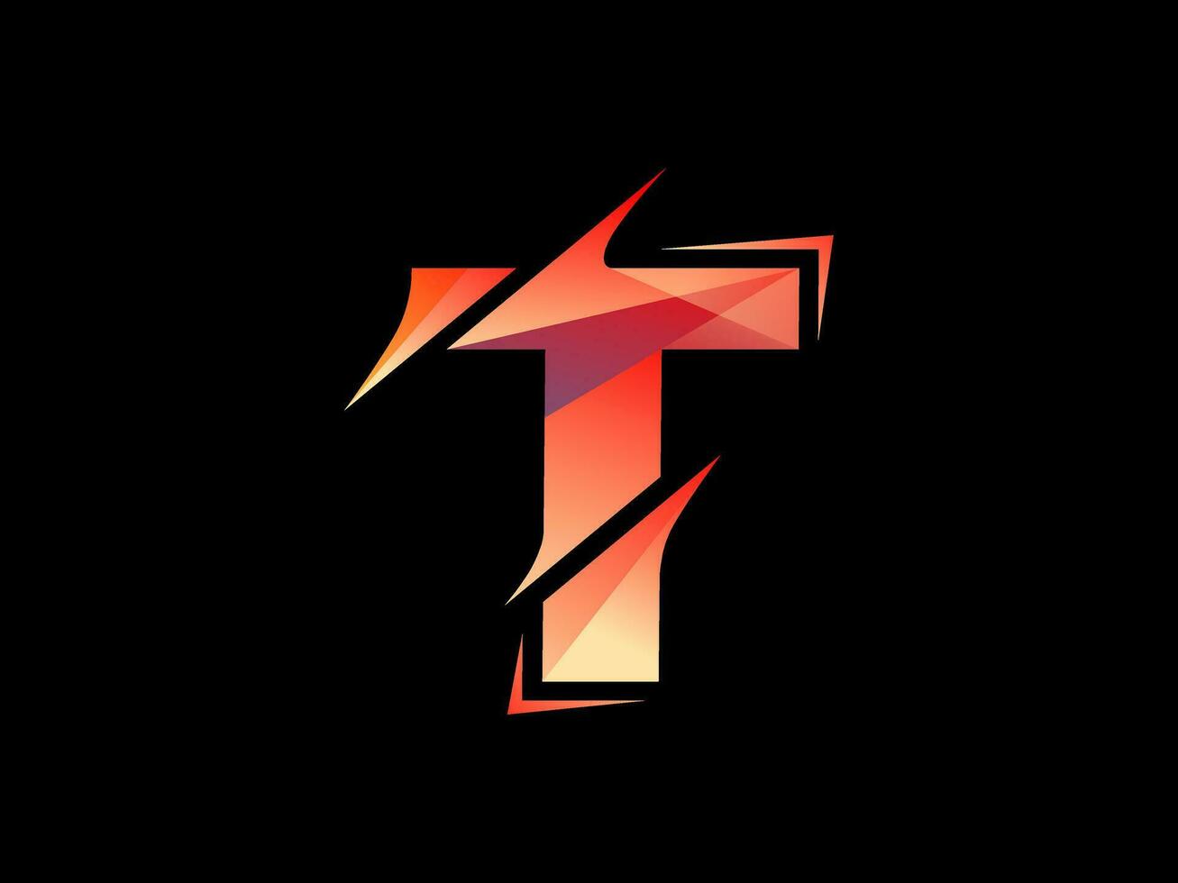 carta t logotipo gradiente vetor