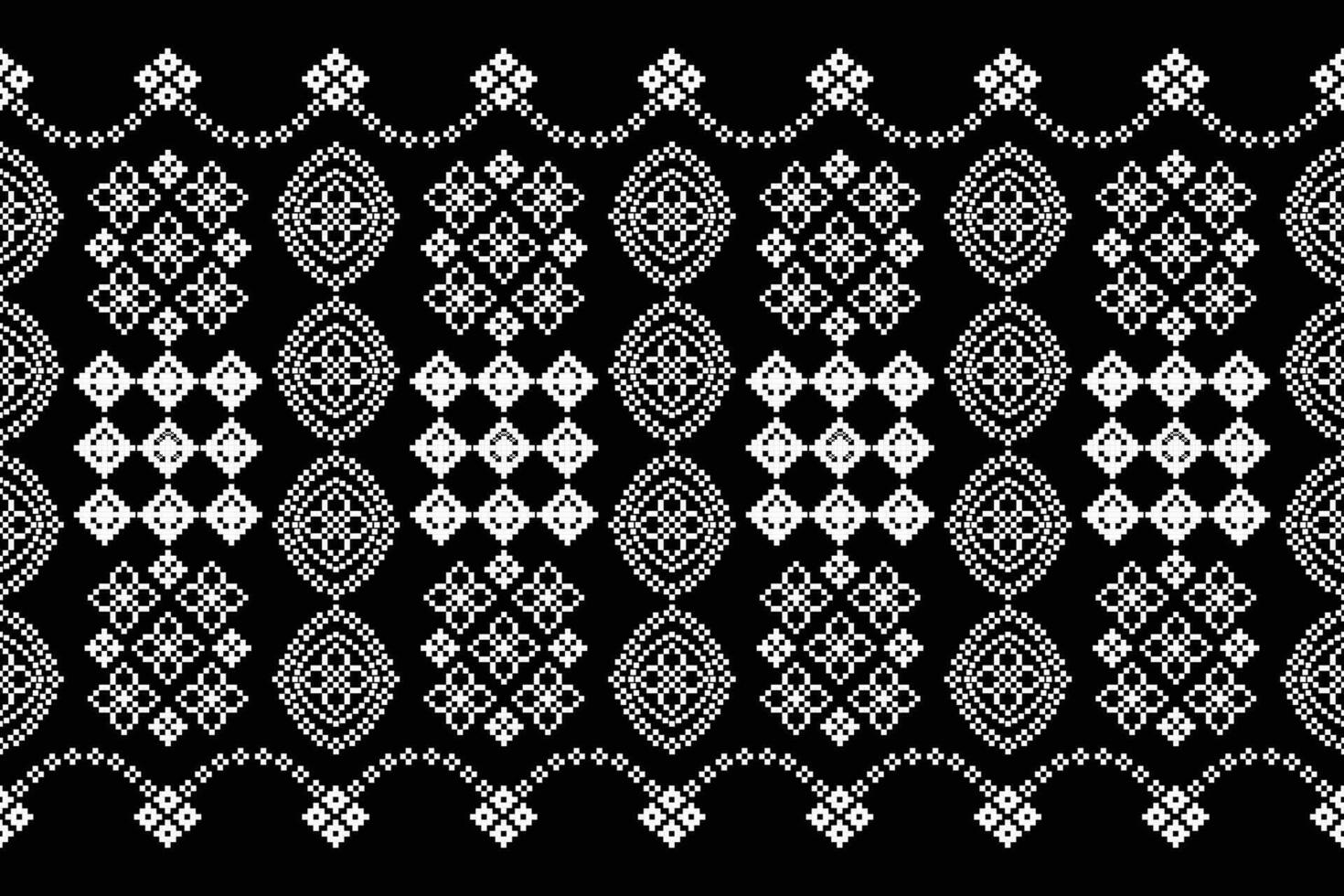 étnico geométrico tecido padronizar Cruz ponto.ikat bordado étnico oriental pixel padronizar Preto fundo. resumo,vetor,ilustração. textura,vestuário,quadro,decoração,motivos,seda papel de parede. vetor