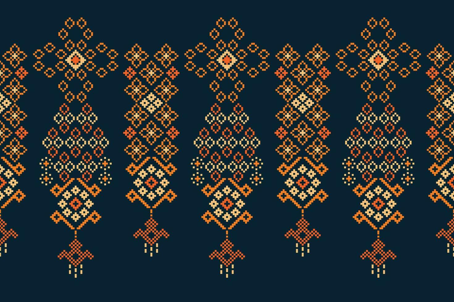 étnico geométrico tecido padronizar Cruz ponto.ikat bordado étnico oriental pixel padronizar azul fundo. resumo,vetor,ilustração. textura,vestuário,quadro,decoração,motivos,seda papel de parede. vetor