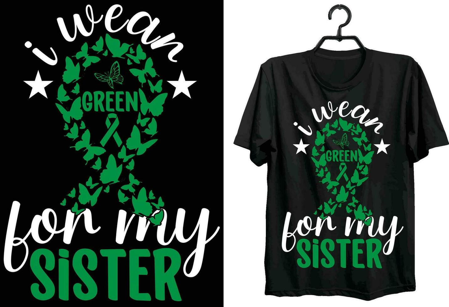 Eu vestem verde para meu irmã. fígado Câncer camiseta Projeto. engraçado presente item fígado Câncer camiseta Projeto para fígado Câncer pacientes. vetor