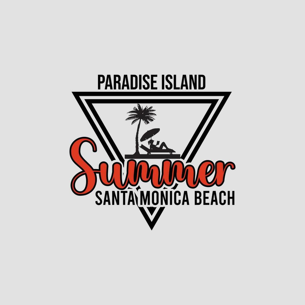 paraíso ilha verão santa monica praia, criativo verão camiseta Projeto vetor