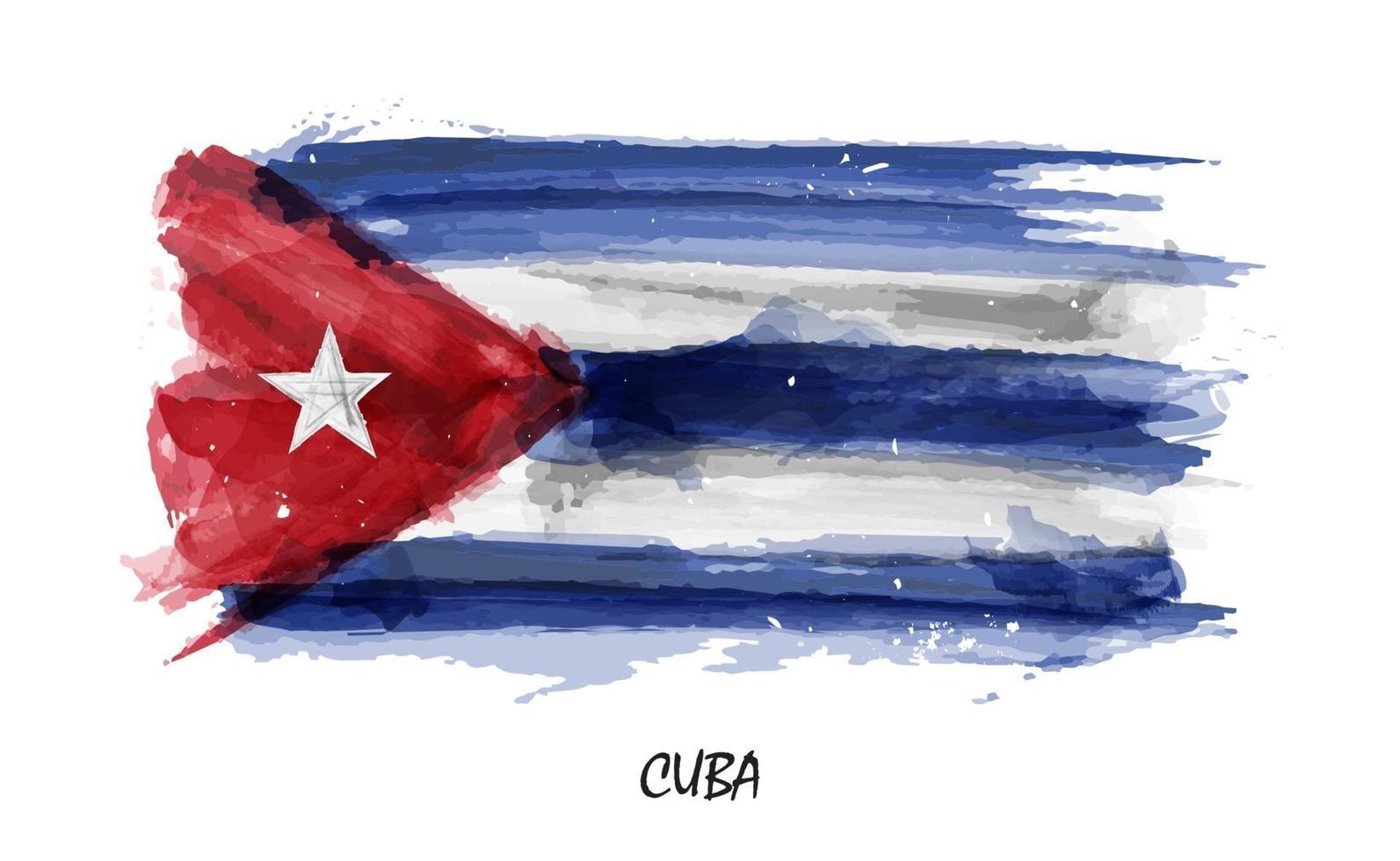 Bandeira de aquarela pintura realista de cuba. vetor. vetor