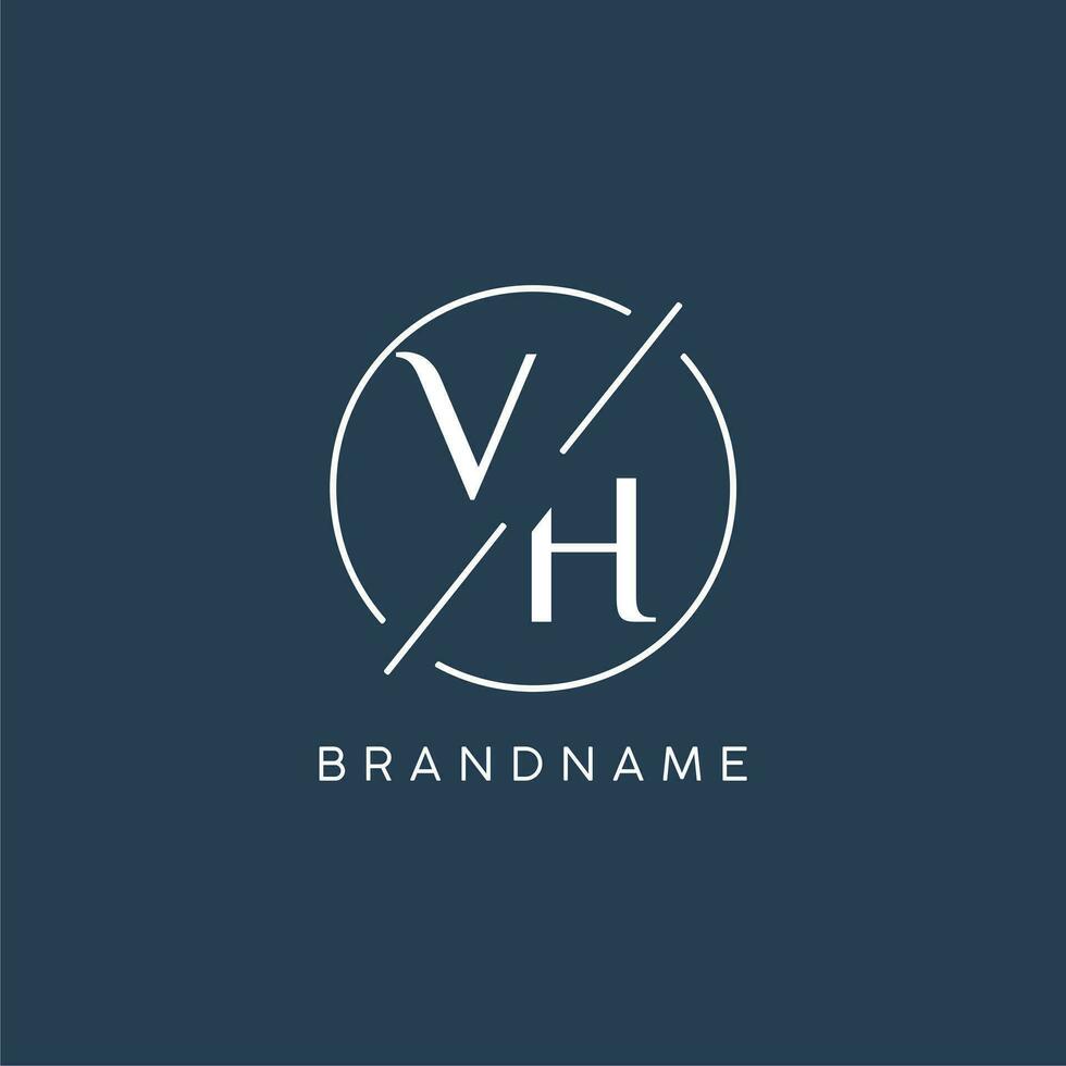 inicial carta vh logotipo monograma com círculo linha estilo vetor