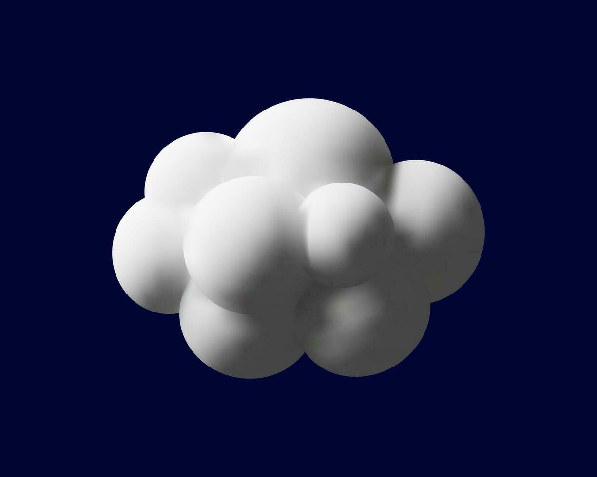 3d render fofo nuvem. realista moderno ícone dentro argila estilo. vetor ilustração branco elemento em azul céu fundo. suave paraíso. meteorologia símbolo do nublado clima