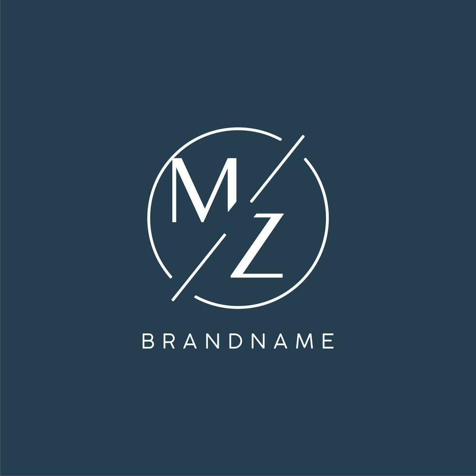 inicial carta mz logotipo monograma com círculo linha estilo vetor