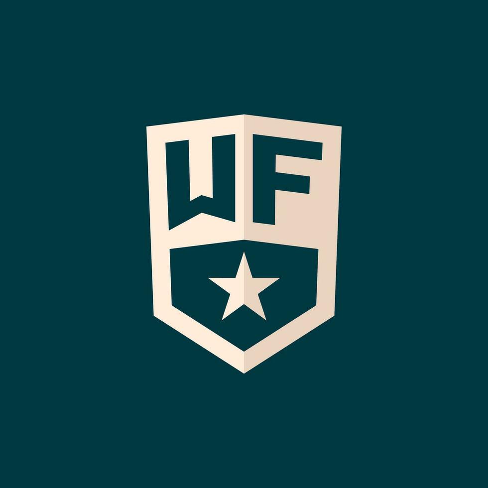 inicial wf logotipo Estrela escudo símbolo com simples Projeto vetor