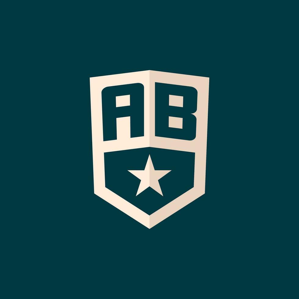 inicial ab logotipo Estrela escudo símbolo com simples Projeto vetor