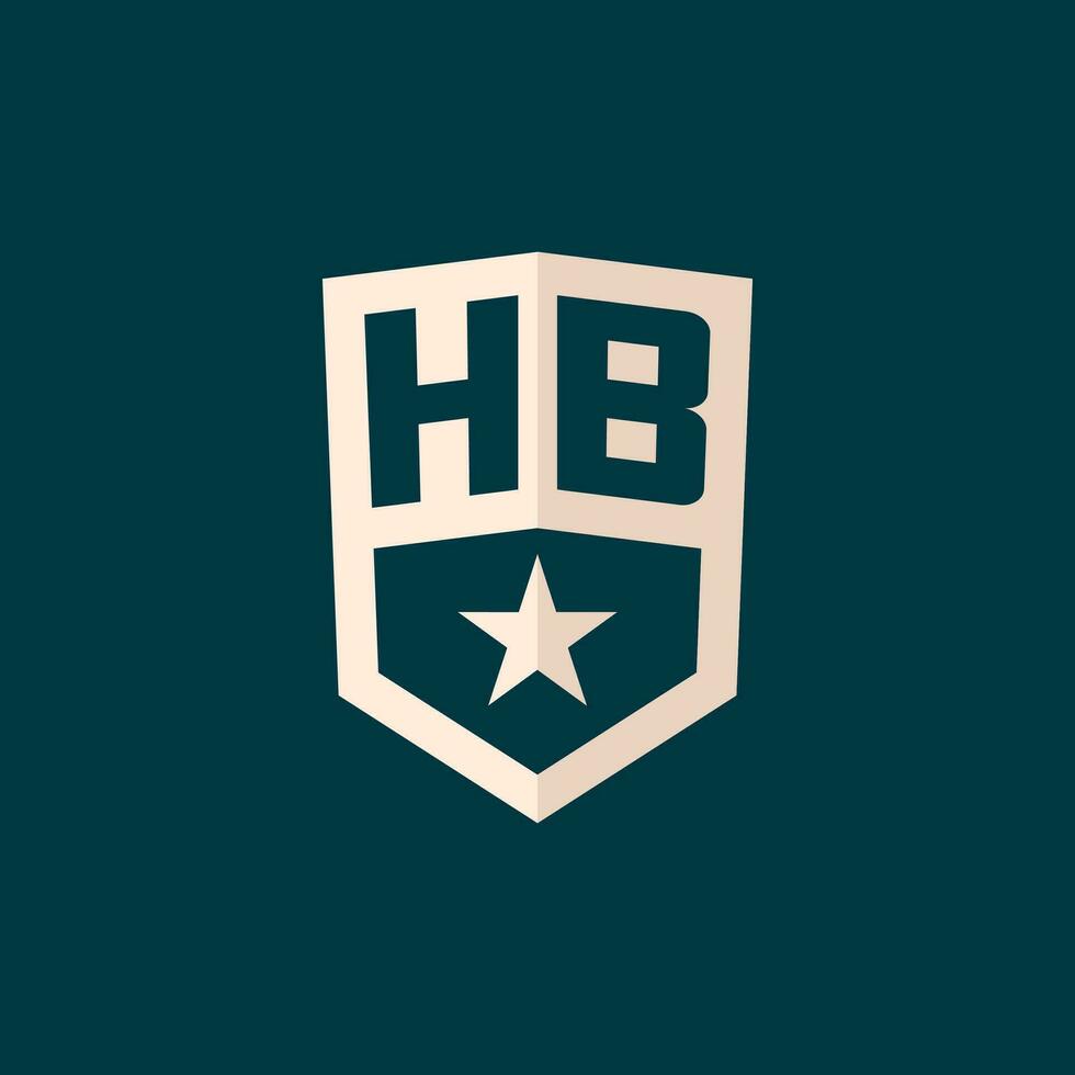 inicial hb logotipo Estrela escudo símbolo com simples Projeto vetor