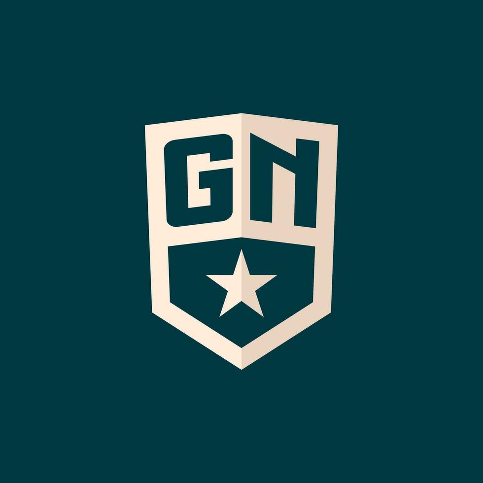 inicial gn logotipo Estrela escudo símbolo com simples Projeto vetor