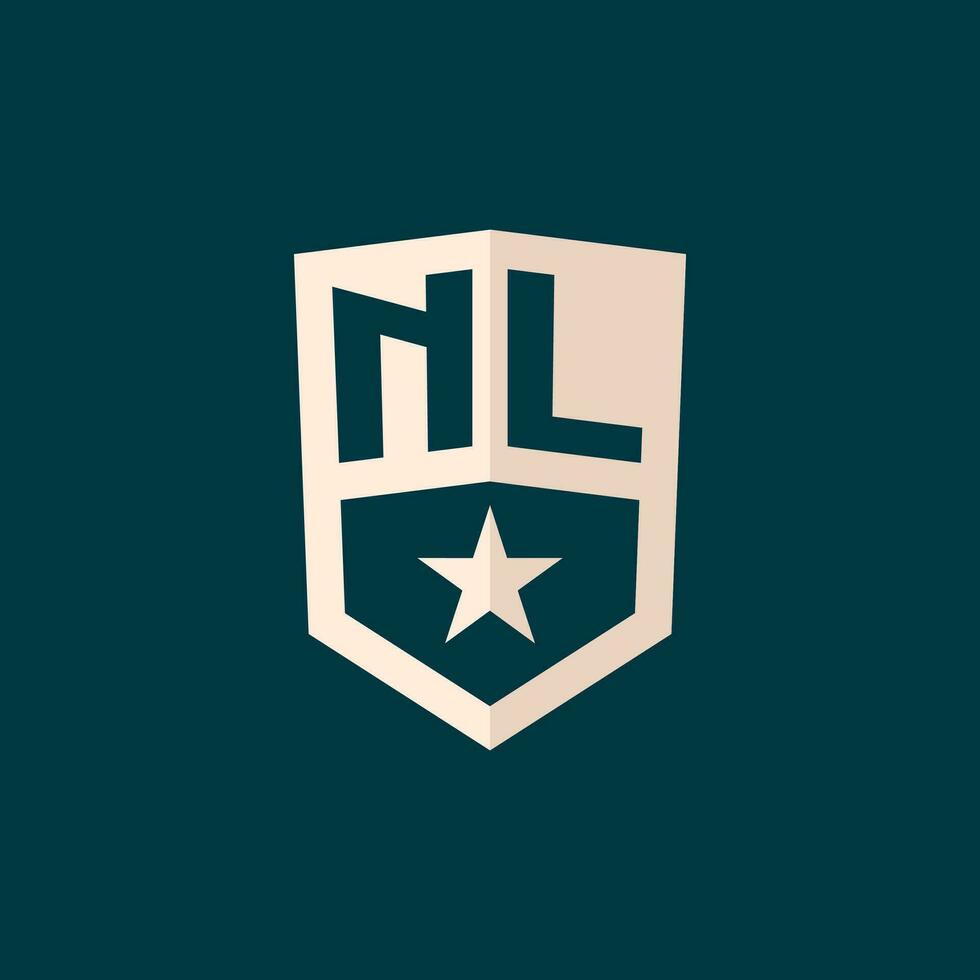 inicial nl logotipo Estrela escudo símbolo com simples Projeto vetor