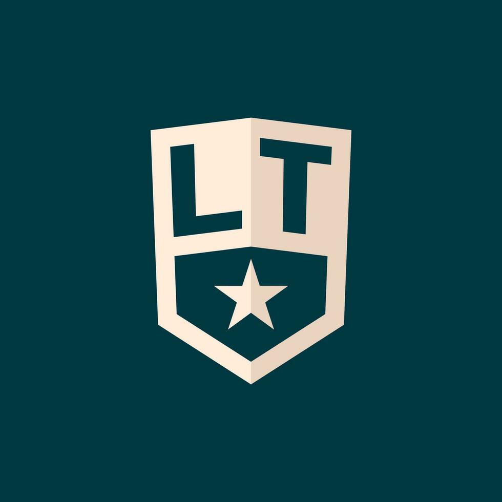 inicial lt logotipo Estrela escudo símbolo com simples Projeto vetor