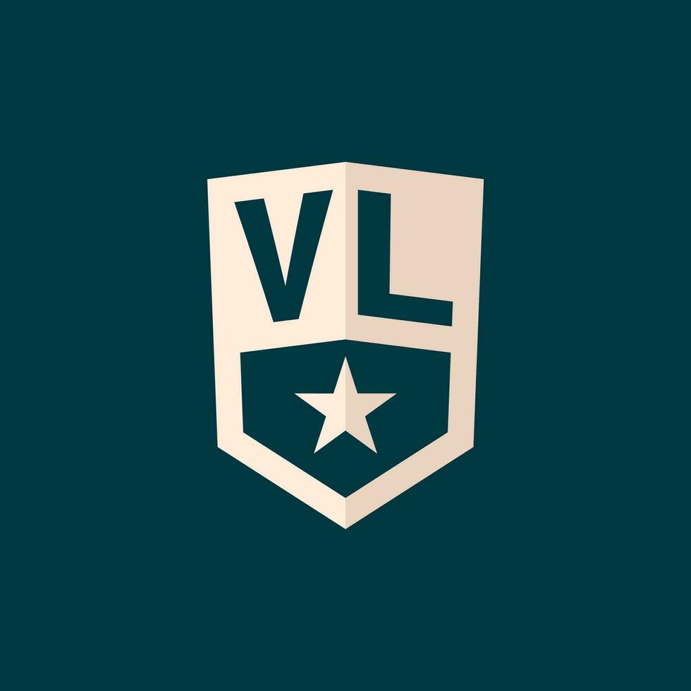 inicial vl logotipo Estrela escudo símbolo com simples Projeto vetor