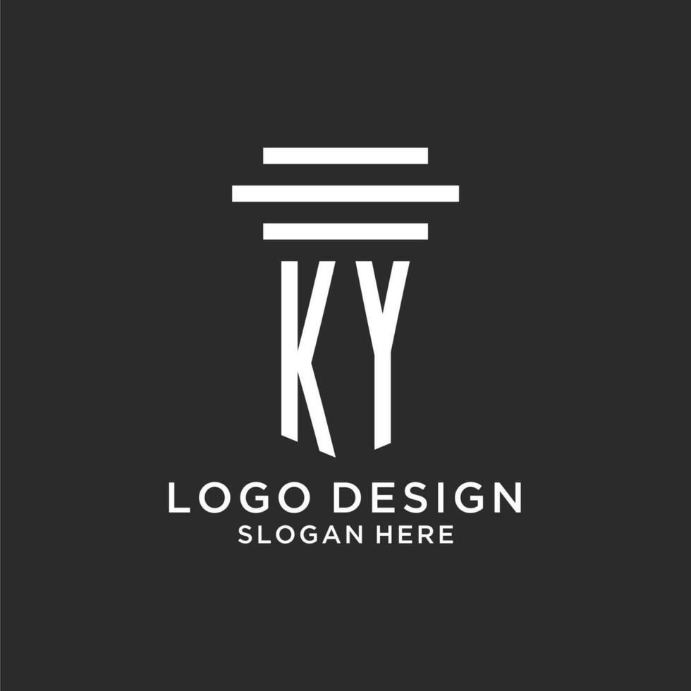 ky iniciais com simples pilar logotipo projeto, criativo legal empresa logotipo vetor