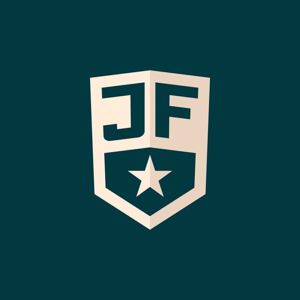 inicial jf logotipo Estrela escudo símbolo com simples Projeto vetor