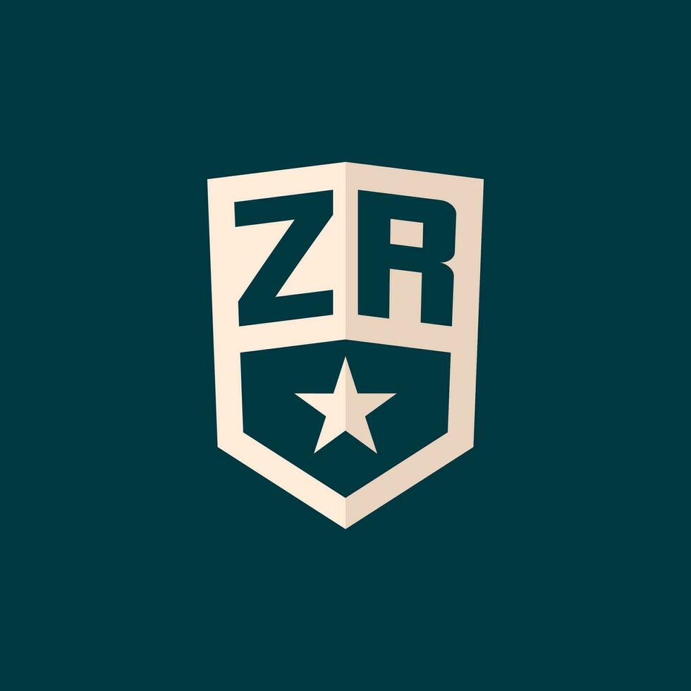 inicial zr logotipo Estrela escudo símbolo com simples Projeto vetor