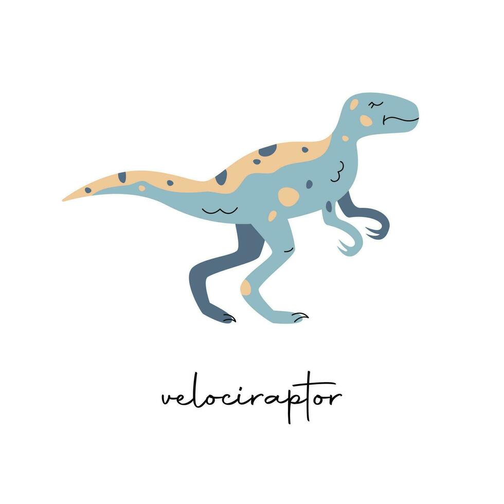 plano vetor plano mão desenhado vetor ilustração do velociraptor dinossauro