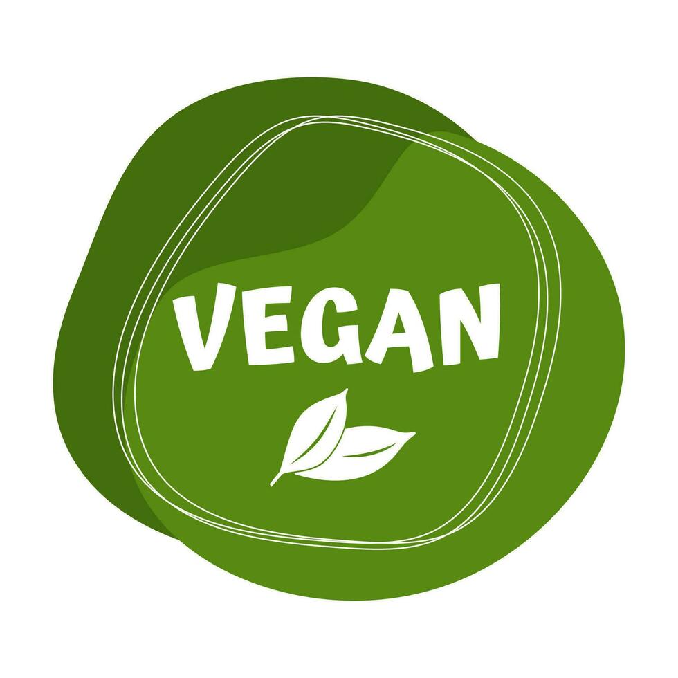 eco, bio, modelo de adesivos de comida vegana, logotipo com folhas para produtos orgânicos e ecológicos. adesivos ecológicos para embalagem de rotulagem, alimentos, cosméticos. estilo desenhado à mão. vetor