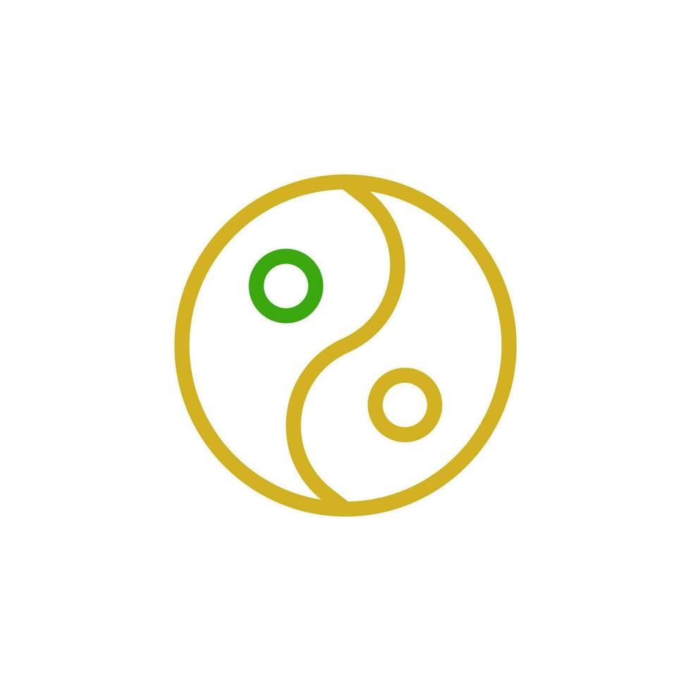 yin e yang ícone duocolor verde amarelo cor chinês Novo ano símbolo perfeito. vetor