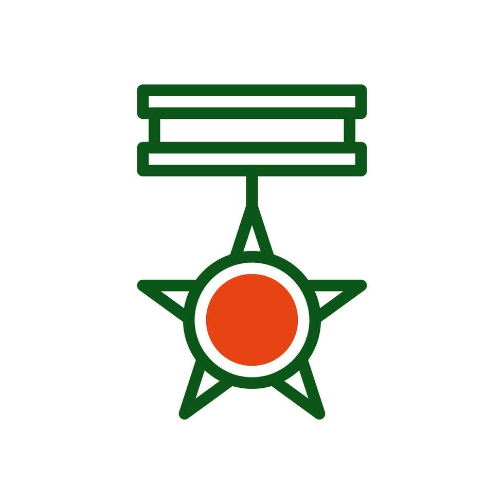medalha ícone duotônico verde laranja cor militares símbolo perfeito. vetor