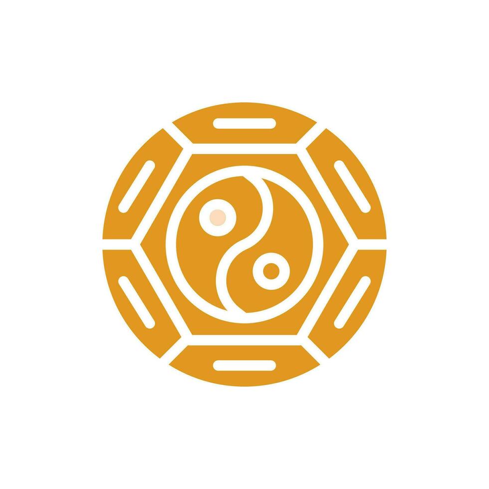 yin e yang ícone sólido laranja amarelo cor chinês Novo ano símbolo perfeito. vetor
