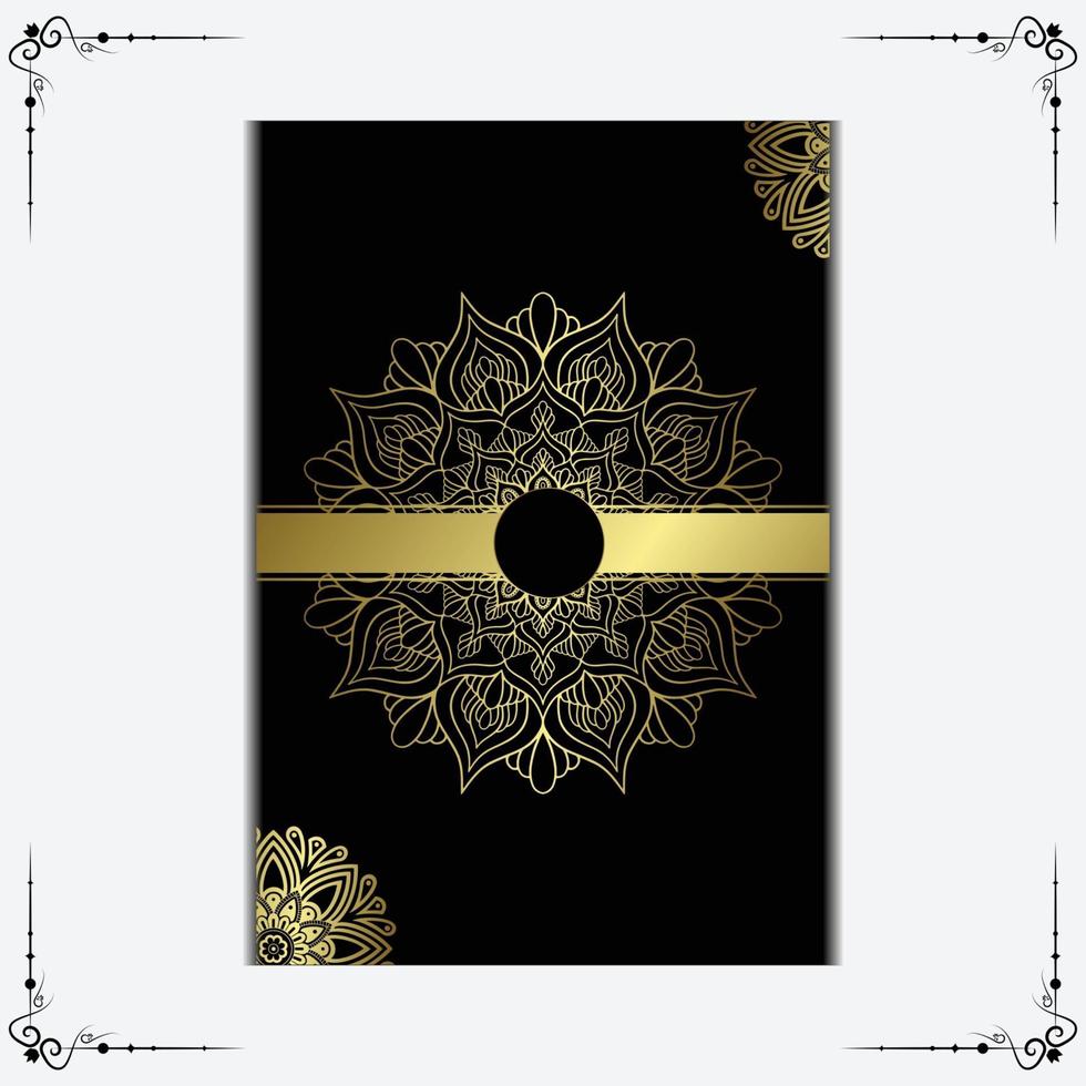 Fundo ornamentado de mandala de ouro de luxo para convite de casamento, capa do livro com elemento de mandala vetor premium