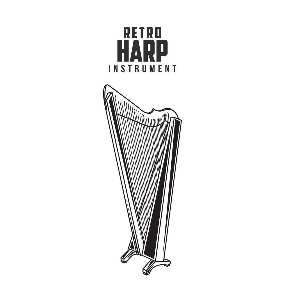 retro harpa instrumento vetor ilustração, mexicano música instrumento estoque vetor