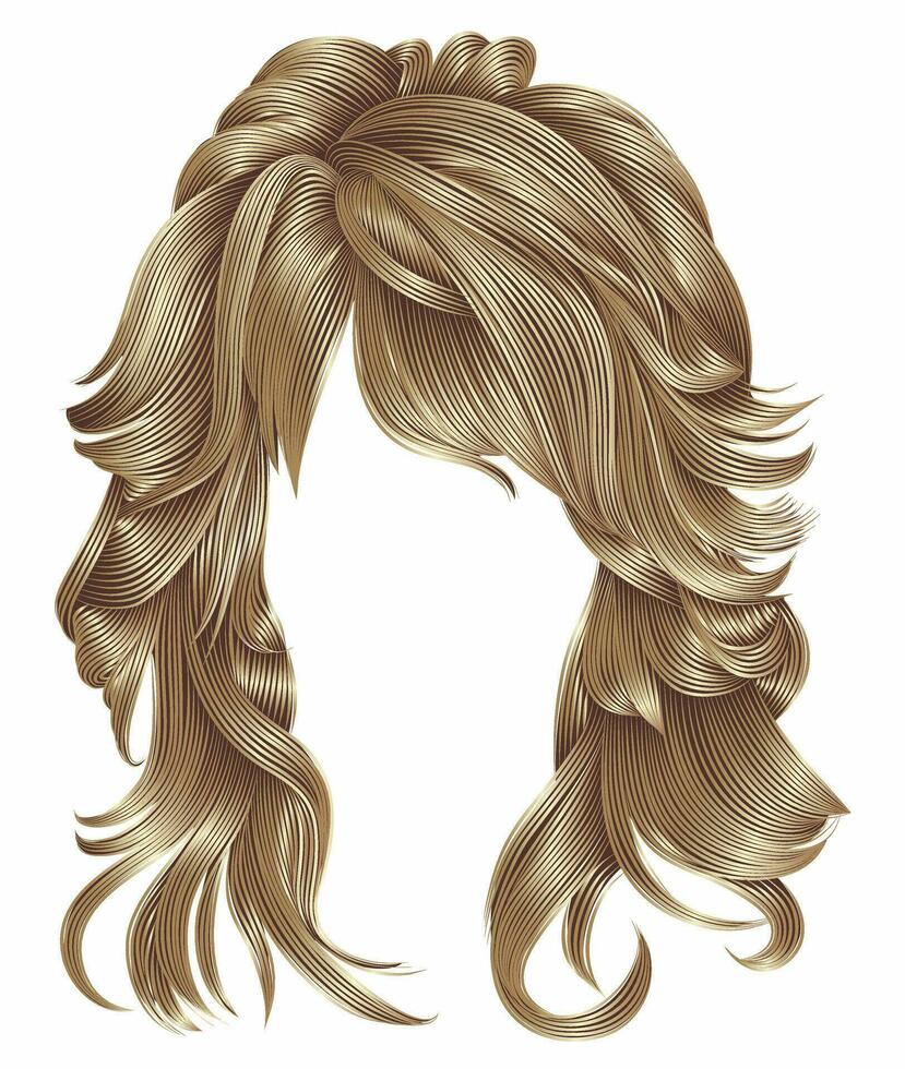 na moda mulher grandes cabelos Castanho Loiras bege cores .beleza moda . realista 3d vetor