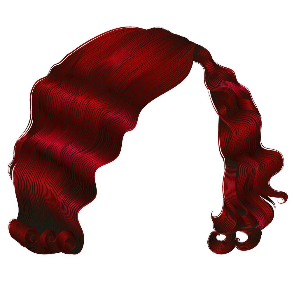 cabelos de mulher na moda kare cores vermelhas. beleza moda. cachos de estilo retrô. 3d realista. vetor