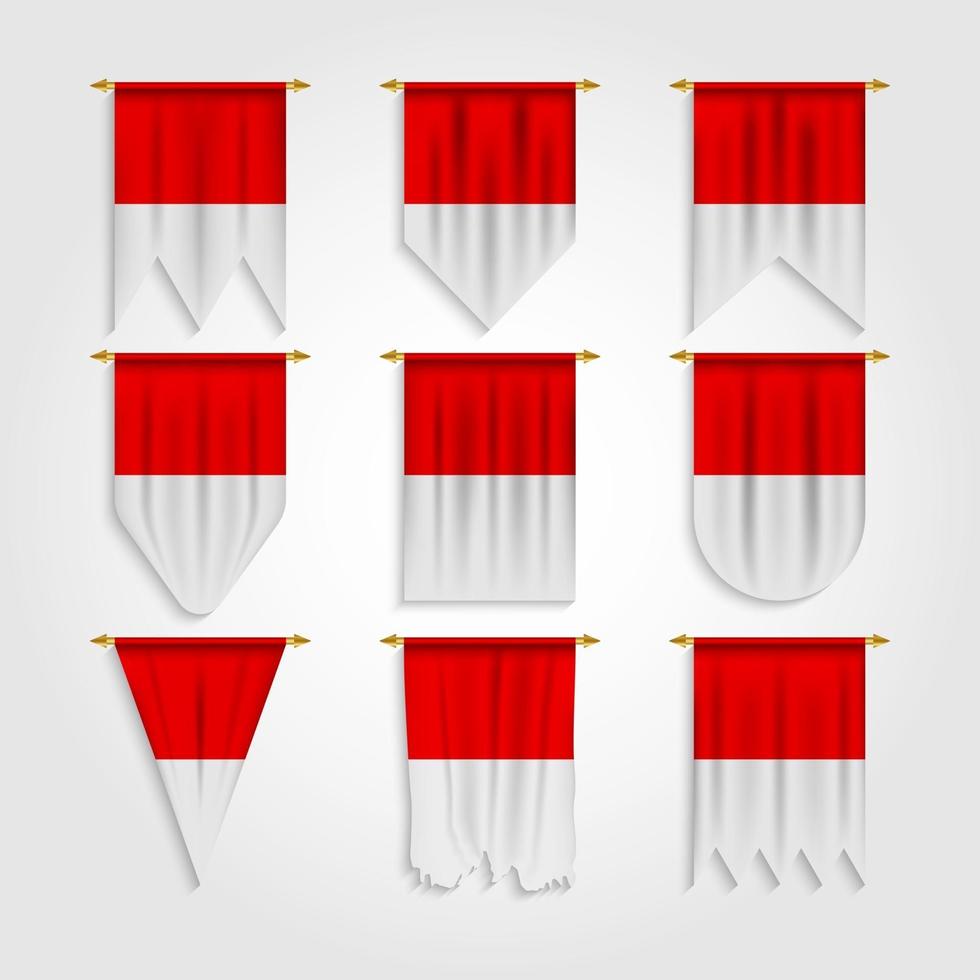 bandeira da Indonésia em diferentes formas, bandeira da Indonésia em várias formas vetor