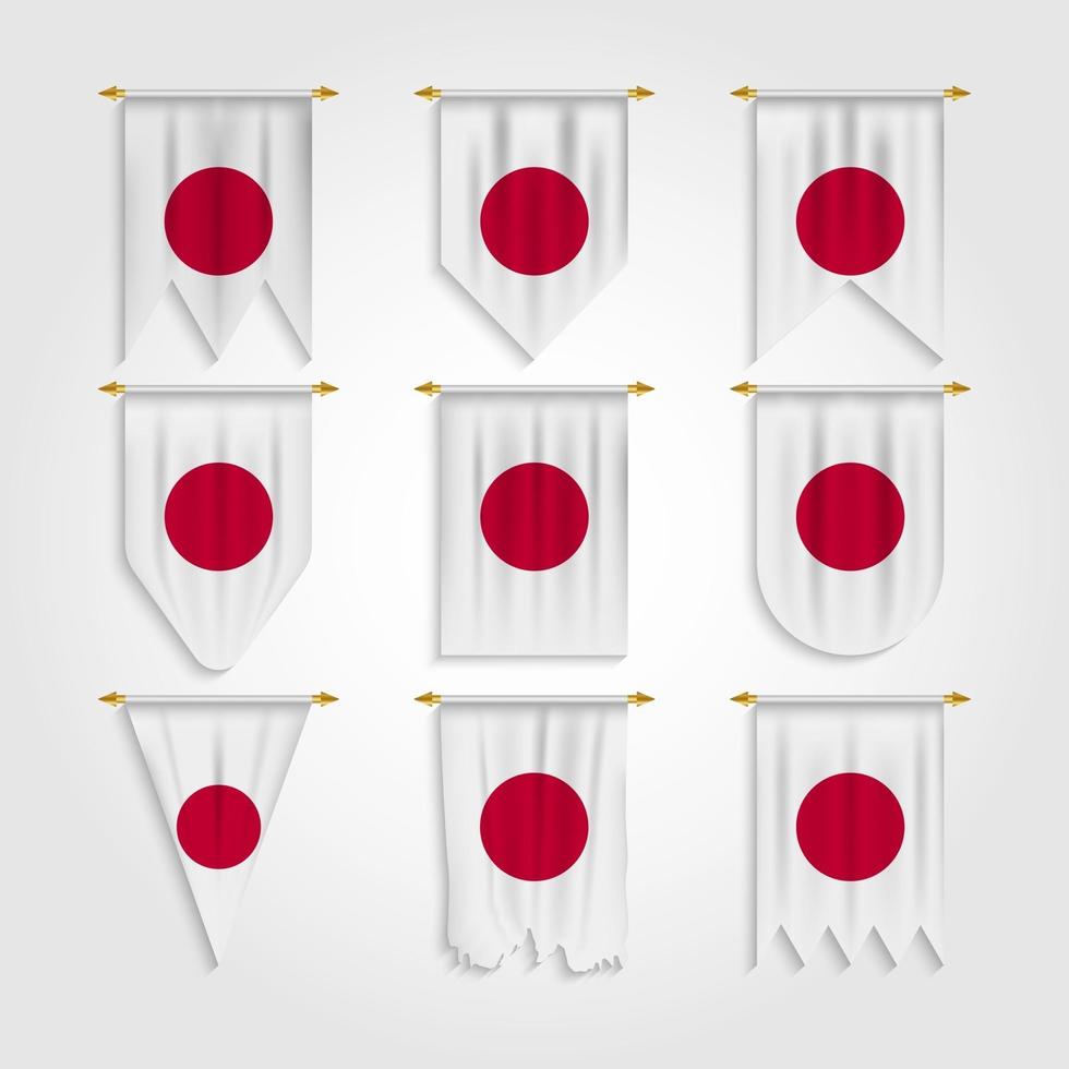 bandeira do japão em diferentes formas, bandeira do japão em várias formas vetor