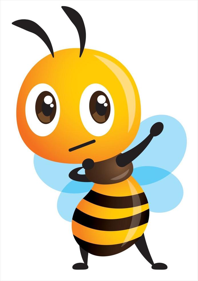 Desenho animado fofa abelha fazendo gesto com os braços apresentando pose popular de meme da internet vetor