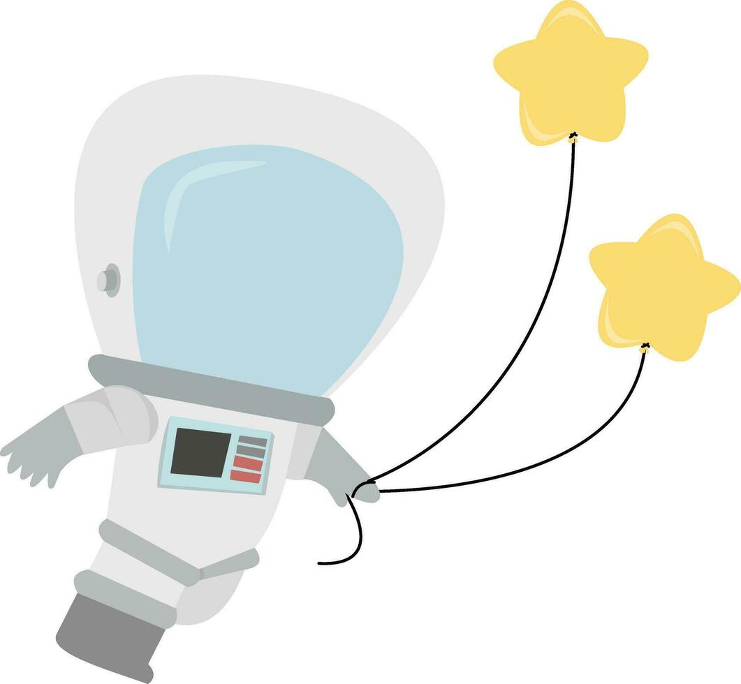ilustração do fofa astronauta desenho animado segurando uma Estrela balão vetor