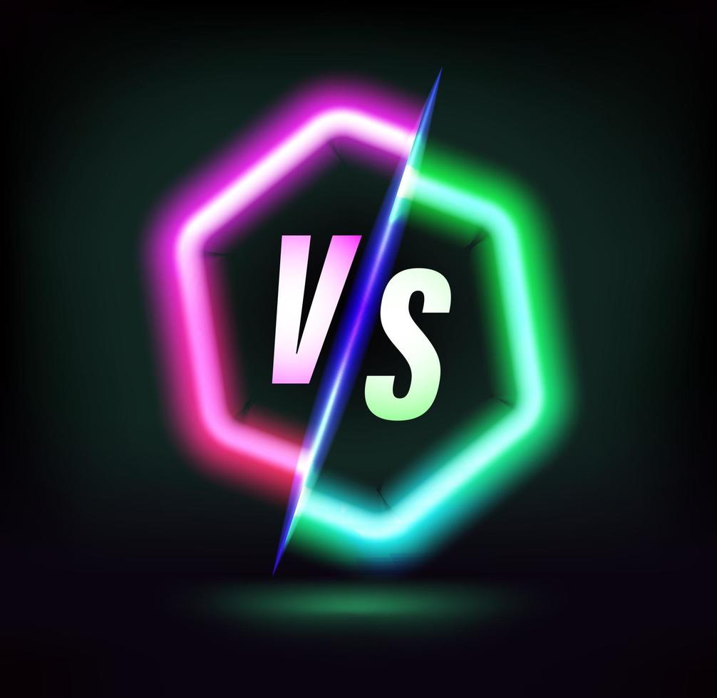 versus conceito. logotipo brilhante com letras vs vetor