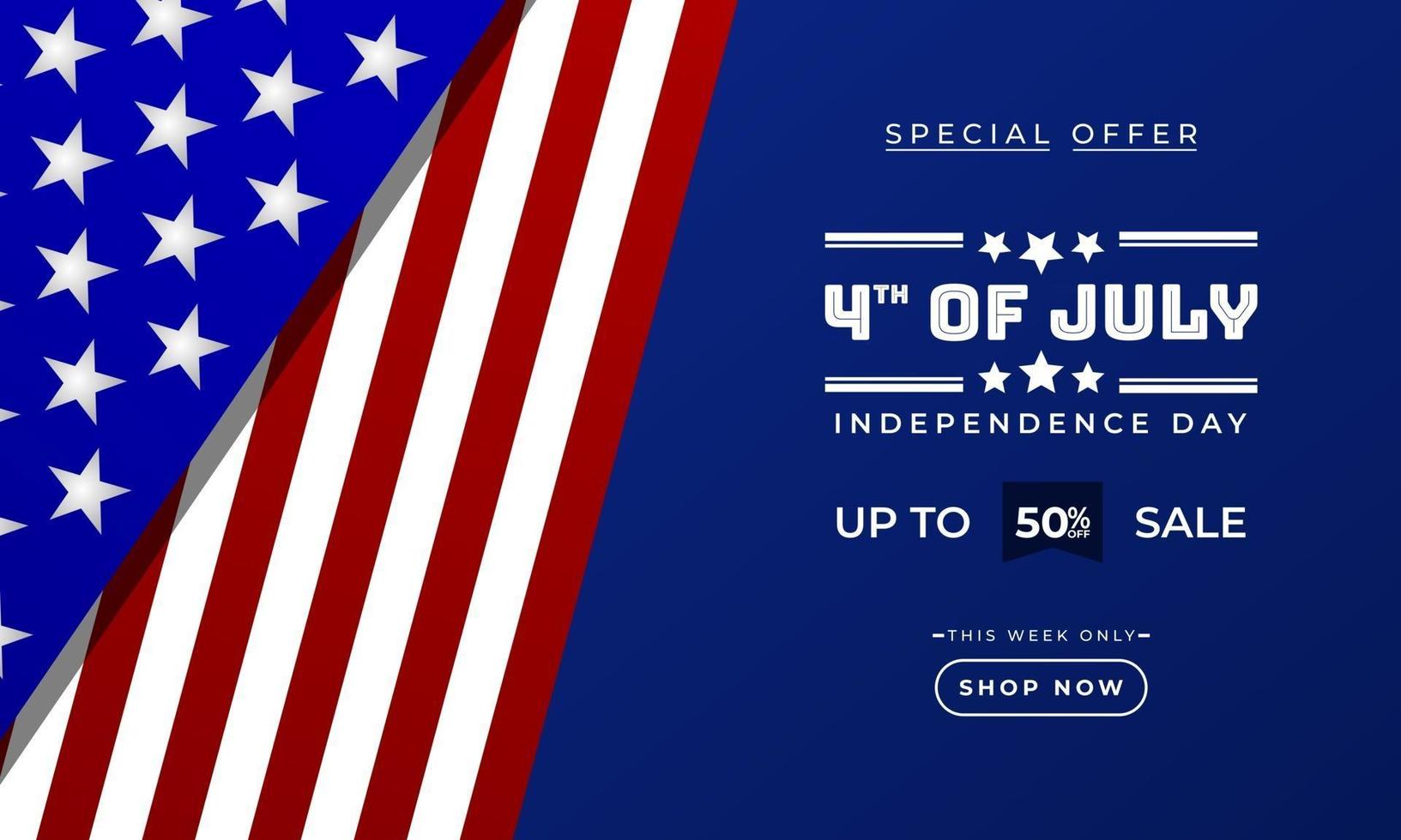 4 de julho. Dia da Independência, plano de fundo, promoção de vendas, banner, modelo vetor