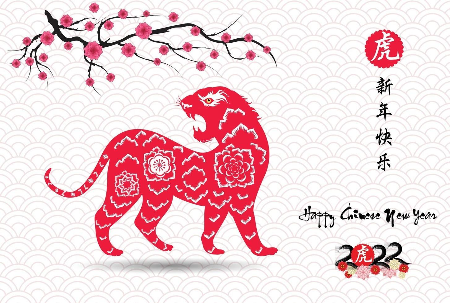 feliz ano novo chinês 2022 - ano do tigre. modelo de design do banner do ano novo lunar. vetor