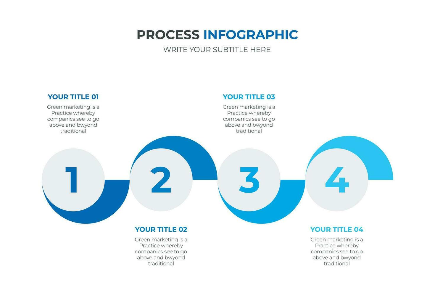 multicolorido círculos com pensar linhas para infográfico. modelo para Linha do tempo apresentação com 4 passos vetor