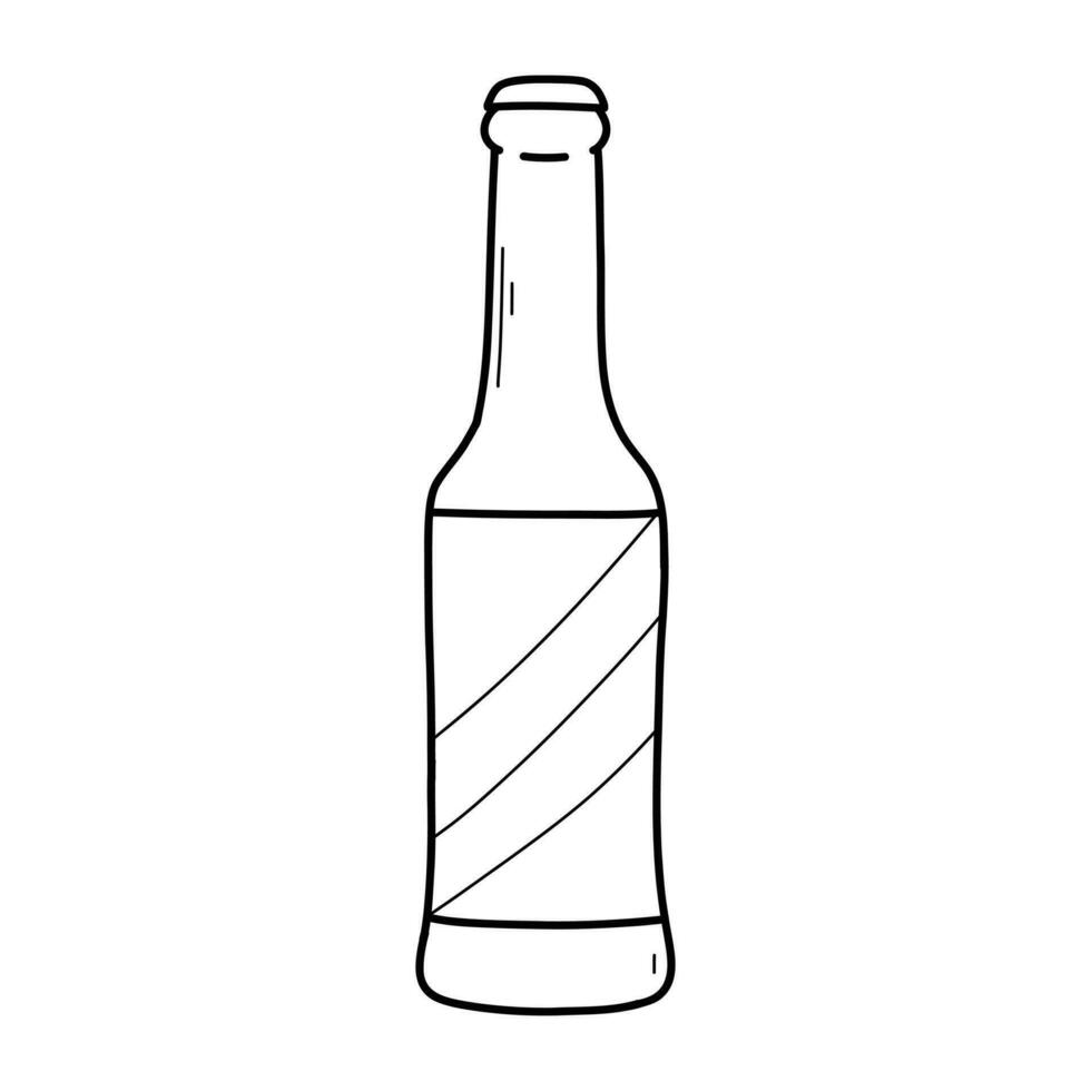 garrafa do Cerveja dentro rabisco estilo. vetor ilustração. linear vidro garrafa.