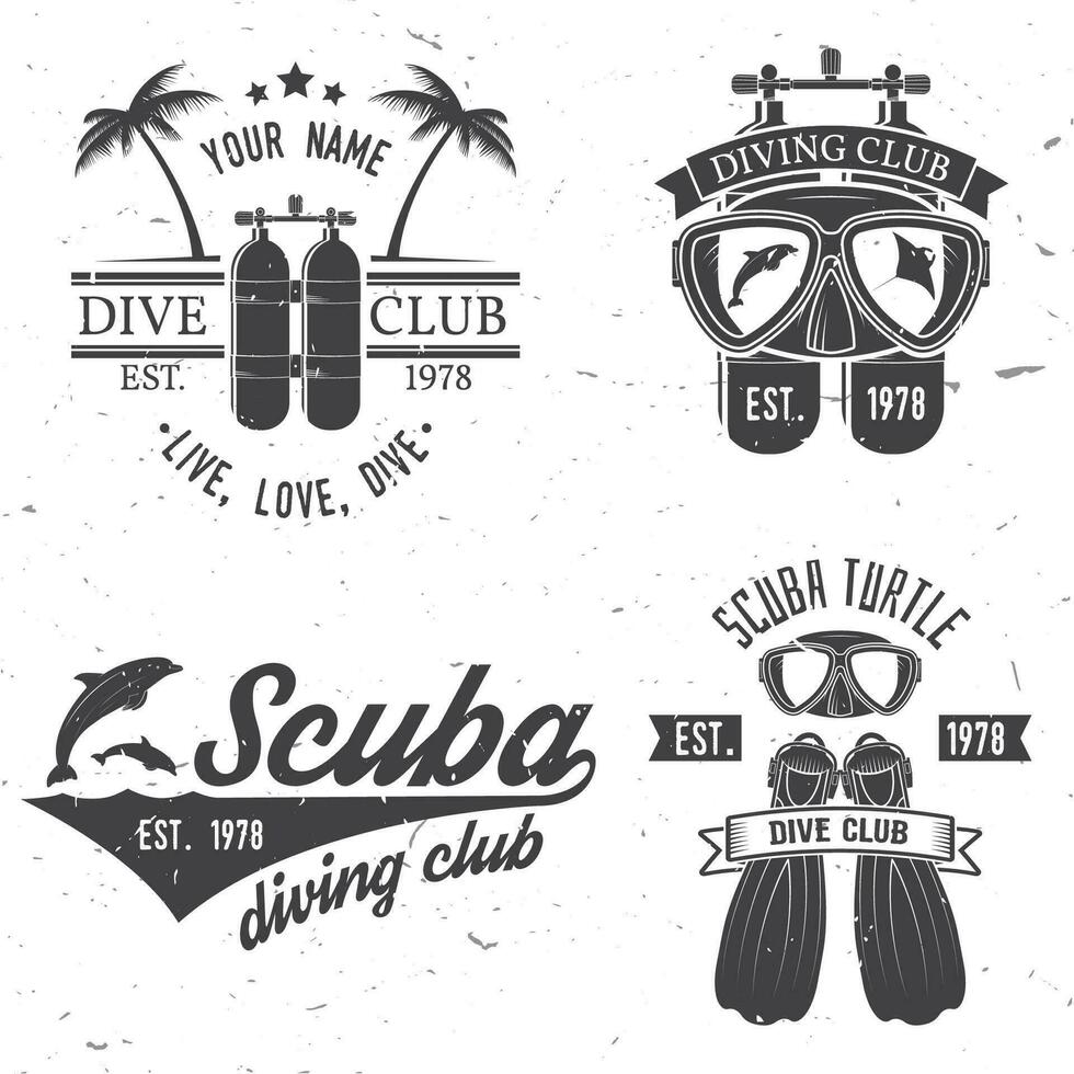 conjunto do mergulho mergulho clube e mergulho escola Projeto. vetor