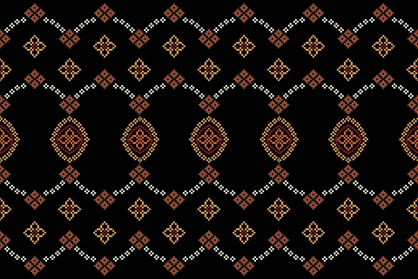 étnico geométrico tecido padronizar Cruz ponto.ikat bordado étnico oriental pixel padronizar Preto fundo. resumo,vetor,ilustração. textura,vestuário,quadro,decoração,motivos,seda papel de parede. vetor