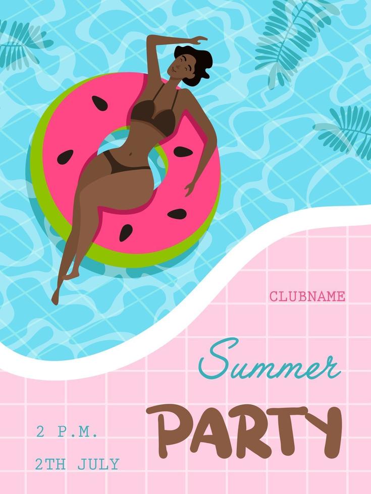 cartaz da festa de verão. festa na piscina. vetor