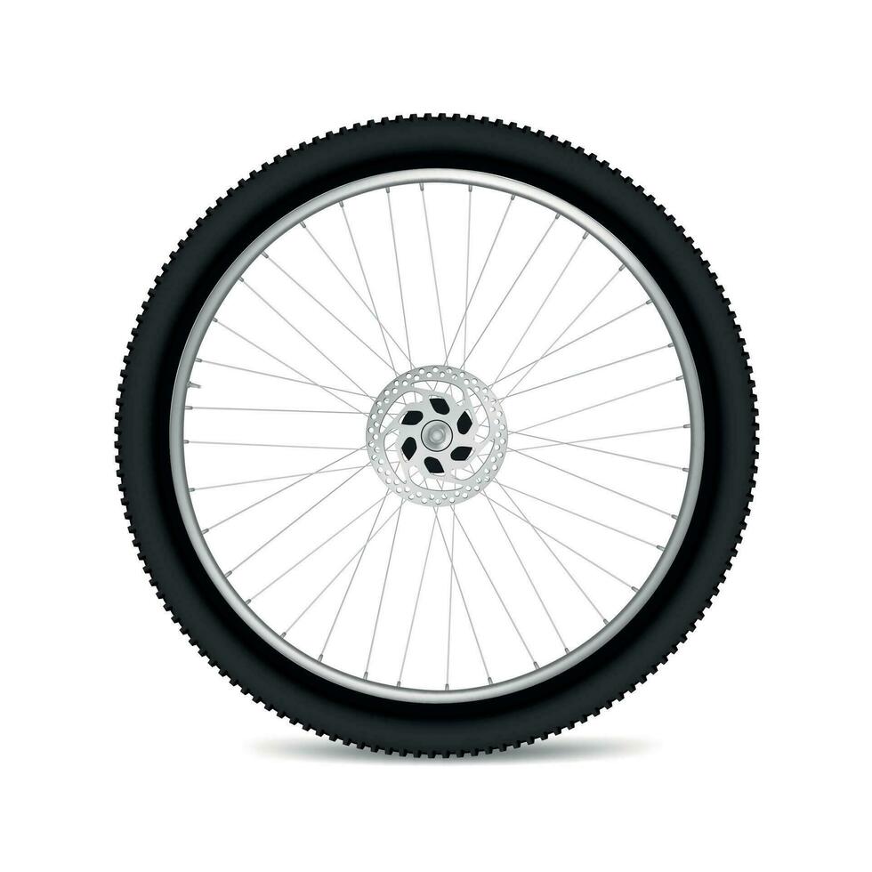 realista detalhado 3d Preto bicicleta pneu roda. vetor