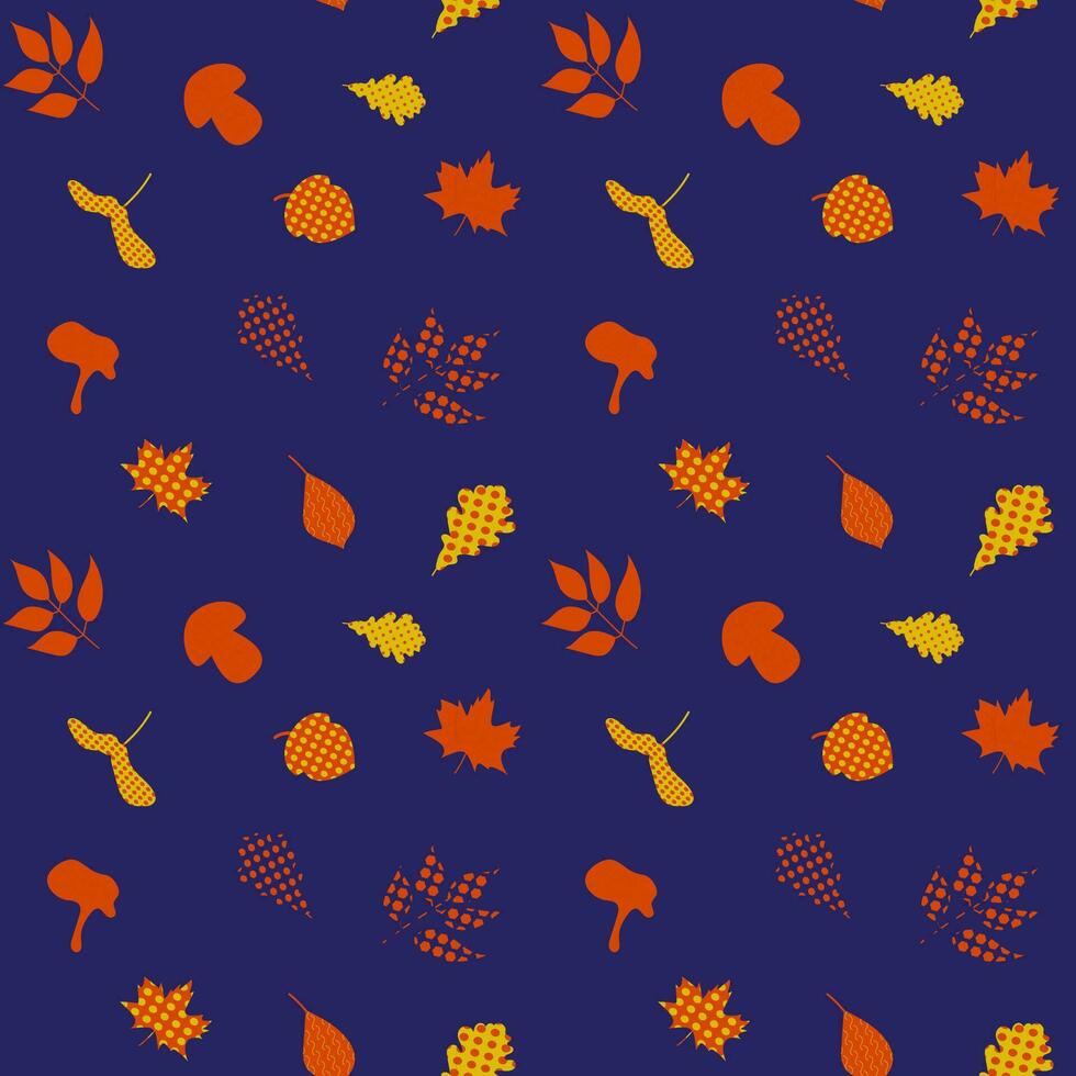 outono padrão, folhas, cogumelos, bolota. vetor