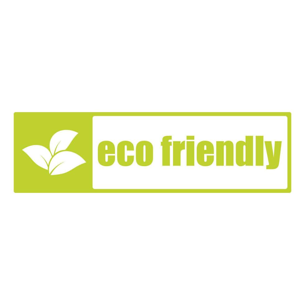 eco amigáveis produtos adesivo, rótulo, crachá e logotipo. ecologia ícone. logotipo modelo com folhas para orgânico e eco amigáveis produtos. vetor ilustração