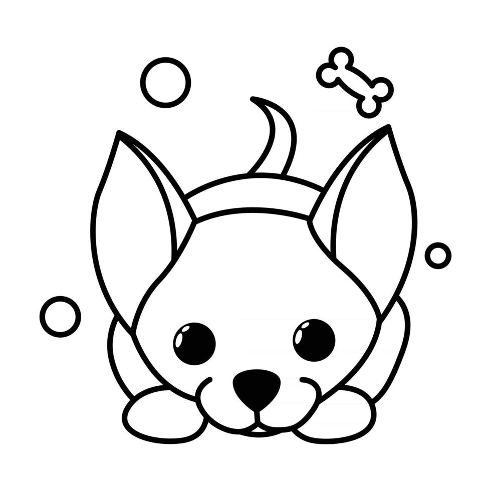 ícone de ilustração vetorial bonito dos desenhos animados de um cachorrinho chihuahua. é um estilo de contorno. vetor