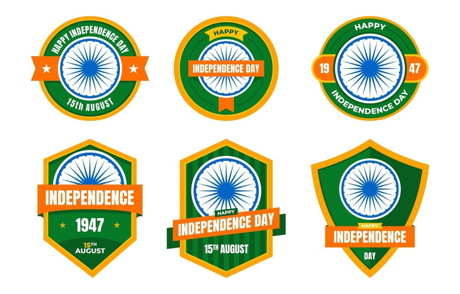 conjunto de distintivo de independência da índia vetor